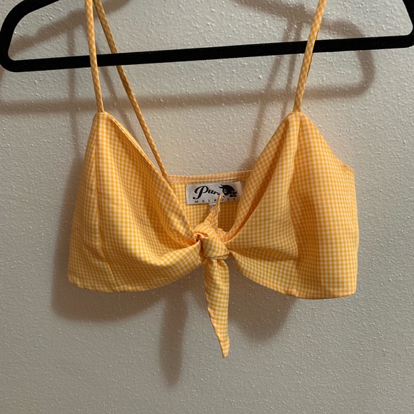 Yellow gingham plaid two piece set - Picture 3 of 8